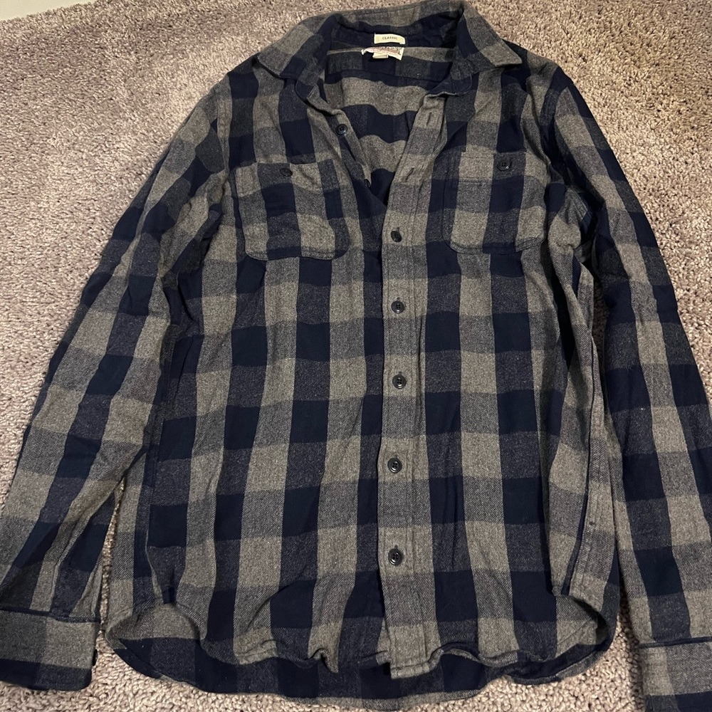 J. Crew Classic Flannel Shirt in Navy and Gray